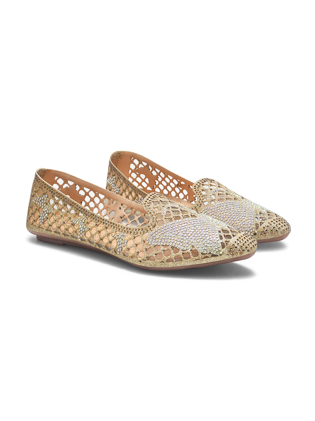 JM Looks women's mesh slip-on flats with star-shaped embellishments
Golden