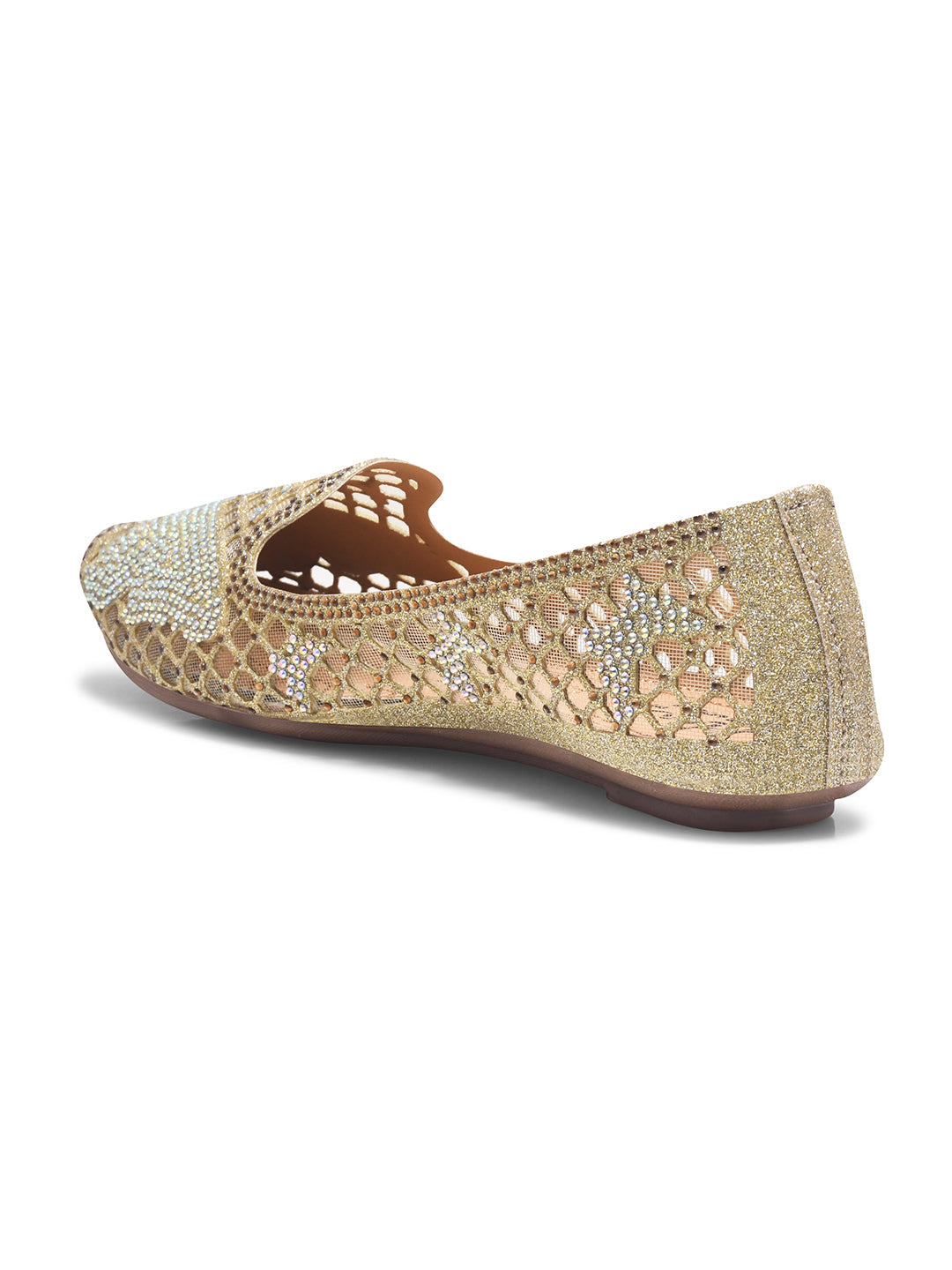 JM Looks women's mesh slip-on flats with star-shaped embellishments
Golden