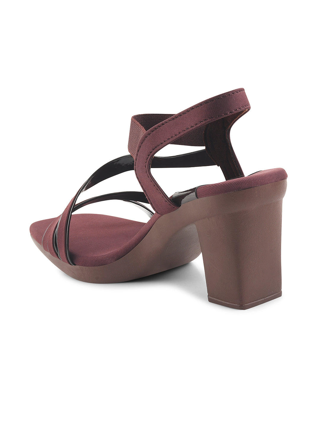 Jm Looks block heels with multiple thin straps and an elasticated ankle strap
Brown