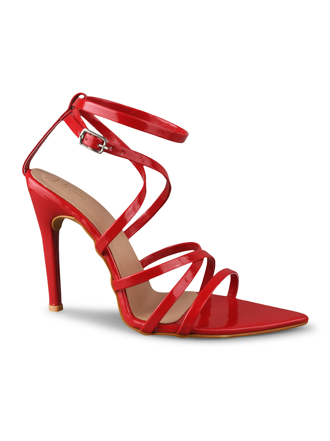 elegant strappy pointed high heels
Red