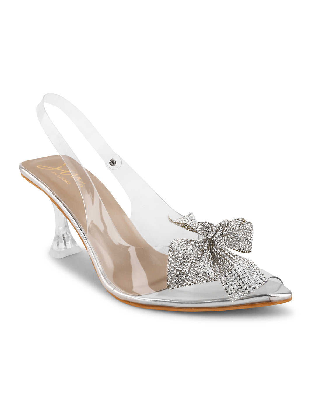 Transparent Bow Heels for Women and Girls | Shop Now at JM LOOKS Silver