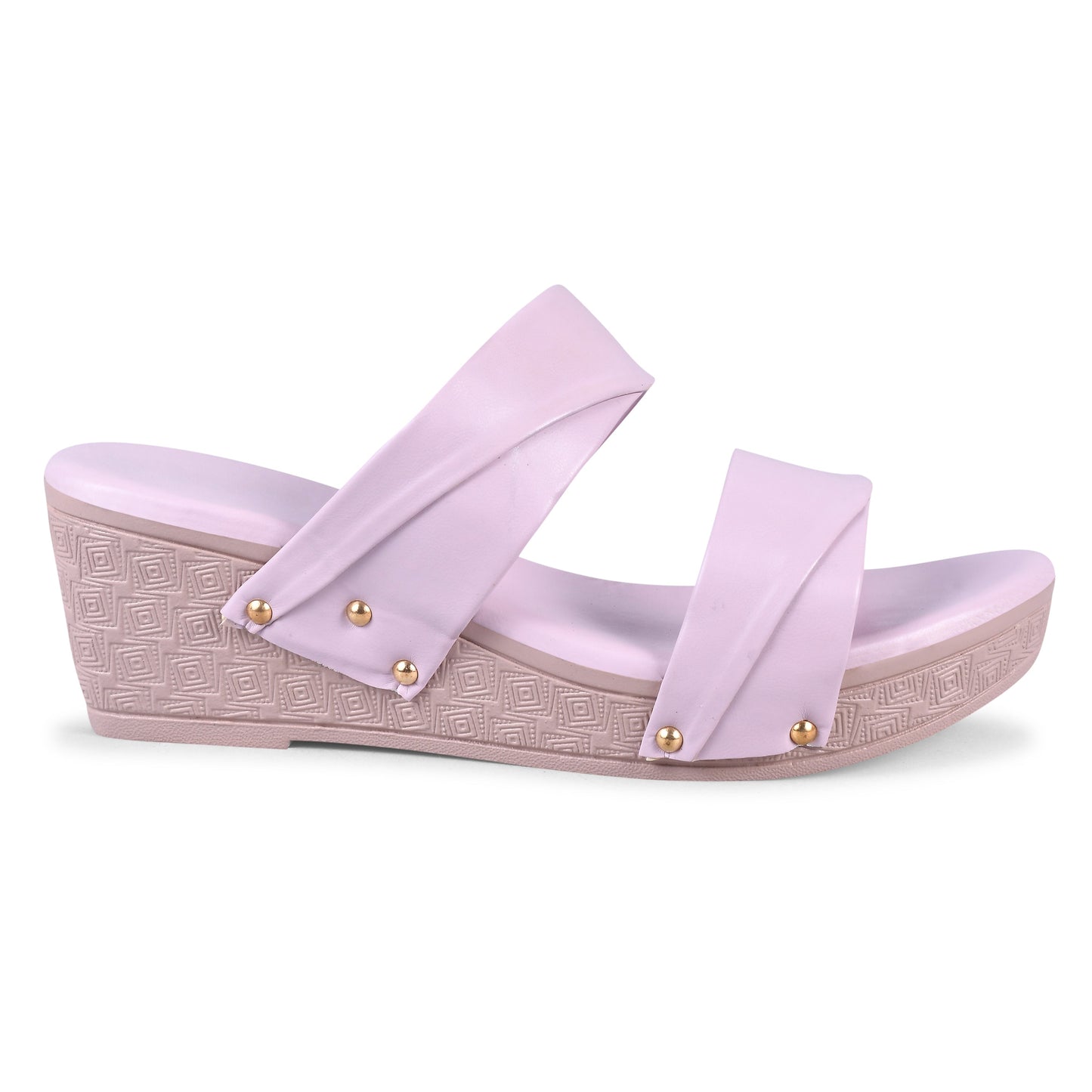 dual strap wedge heel slides with decorative studs
Lavender
