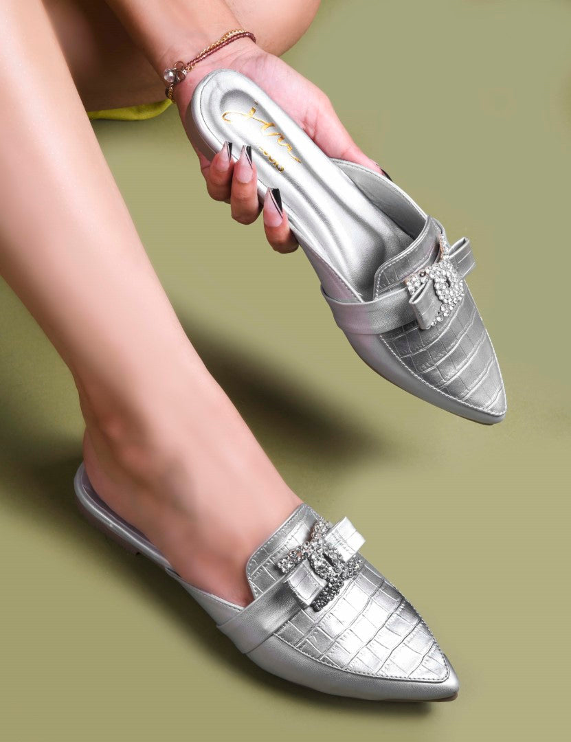 Tan Pointed Pumps for Women | Neutral Work Heels | JM Looks Silver