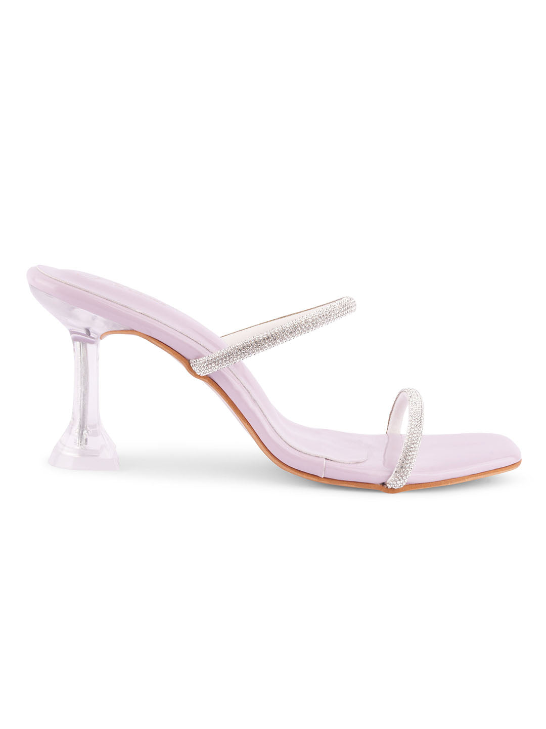 Embellished Slip-On Kitten Heeled Sandals for Women & Girls Lavender