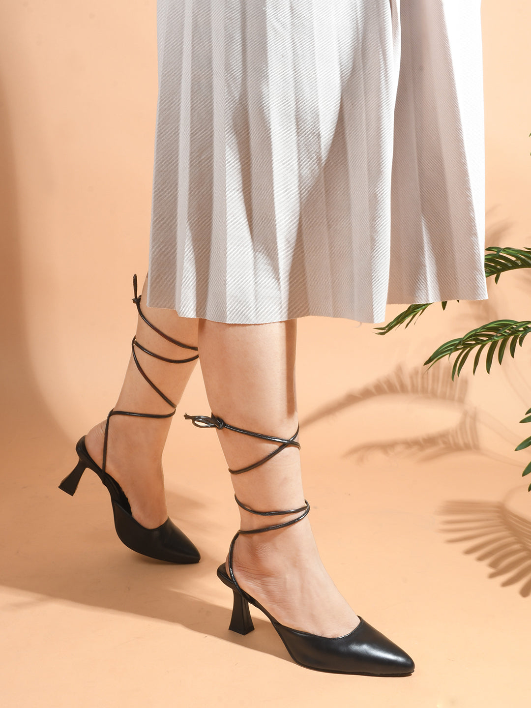 Shop Online Lace-Up Bellie Heels for Timeless Style at JM LOOKS Black