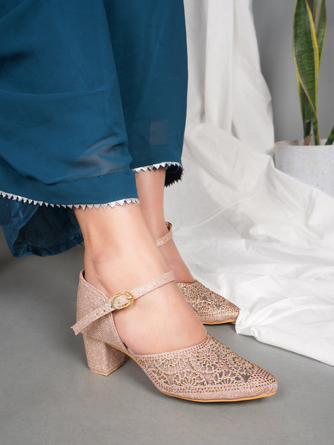 Buckle Strap Mules Block Heel for Women & Girls at JM LOOKS Sultan