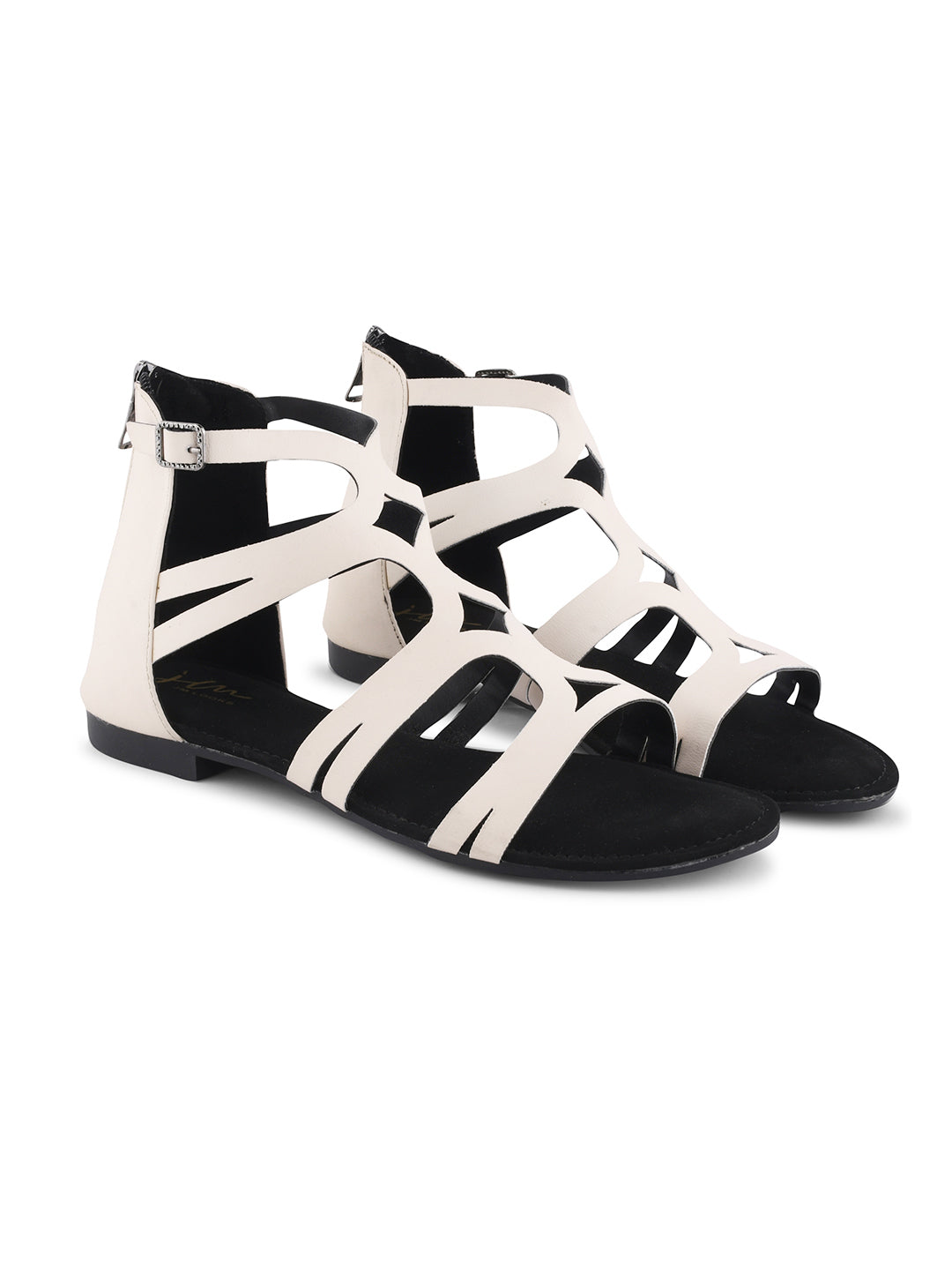 Jm Looks gladiator sandals with multiple straps and a back zipper
Cream