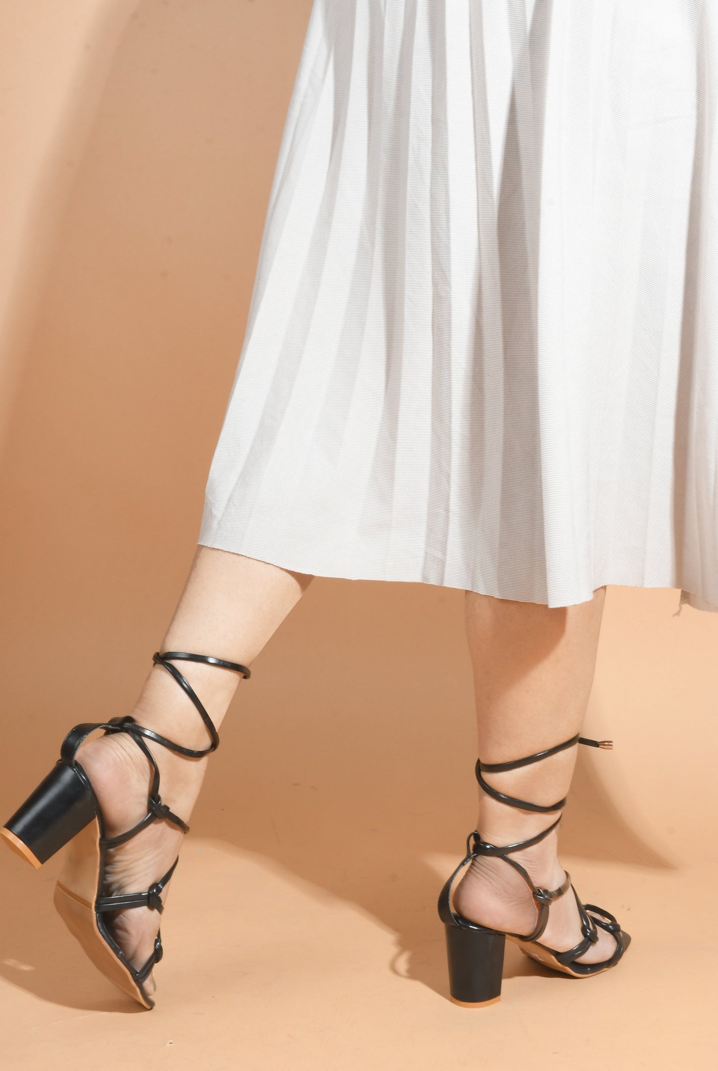 Jm Looks women's lace-up gladiator heels with multiple straps and a block heel
Black