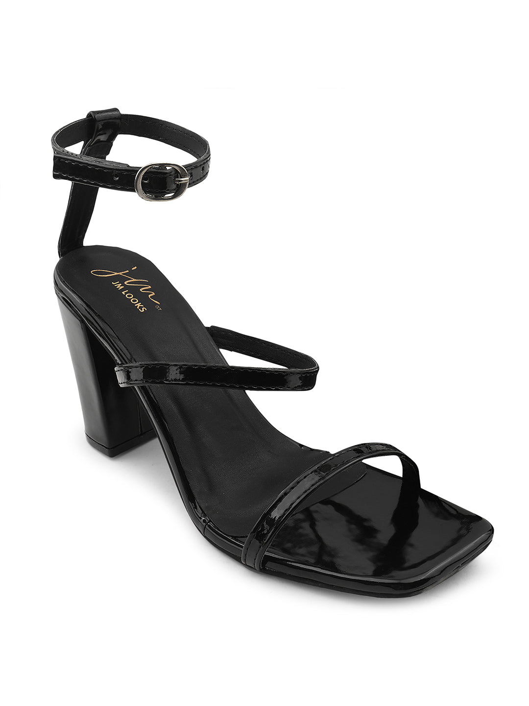 Triple the Chic: Three-Strap Block Slingback Heel Sandals for Women and Girls Black