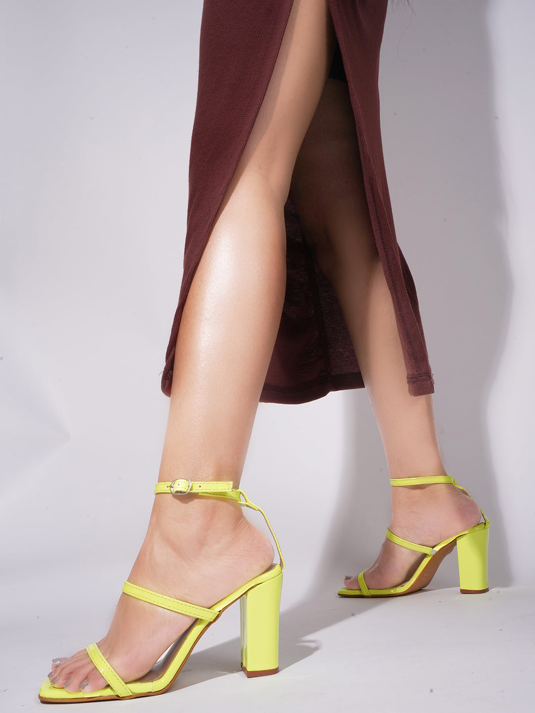 Triple the Chic: Three-Strap Block Slingback Heel Sandals for Women and Girls Green