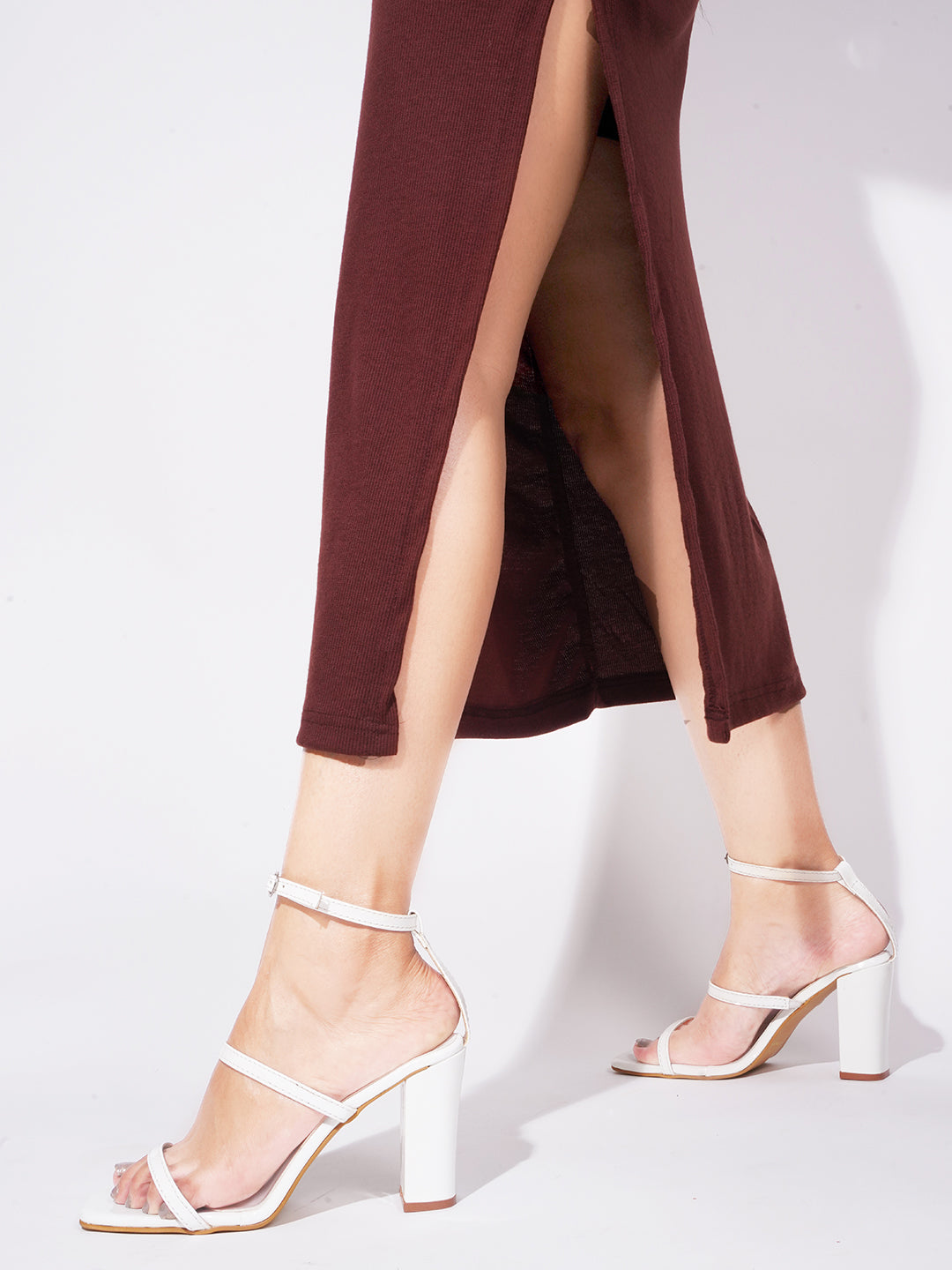 Triple the Chic: Three-Strap Block Slingback Heel Sandals for Women and Girls White