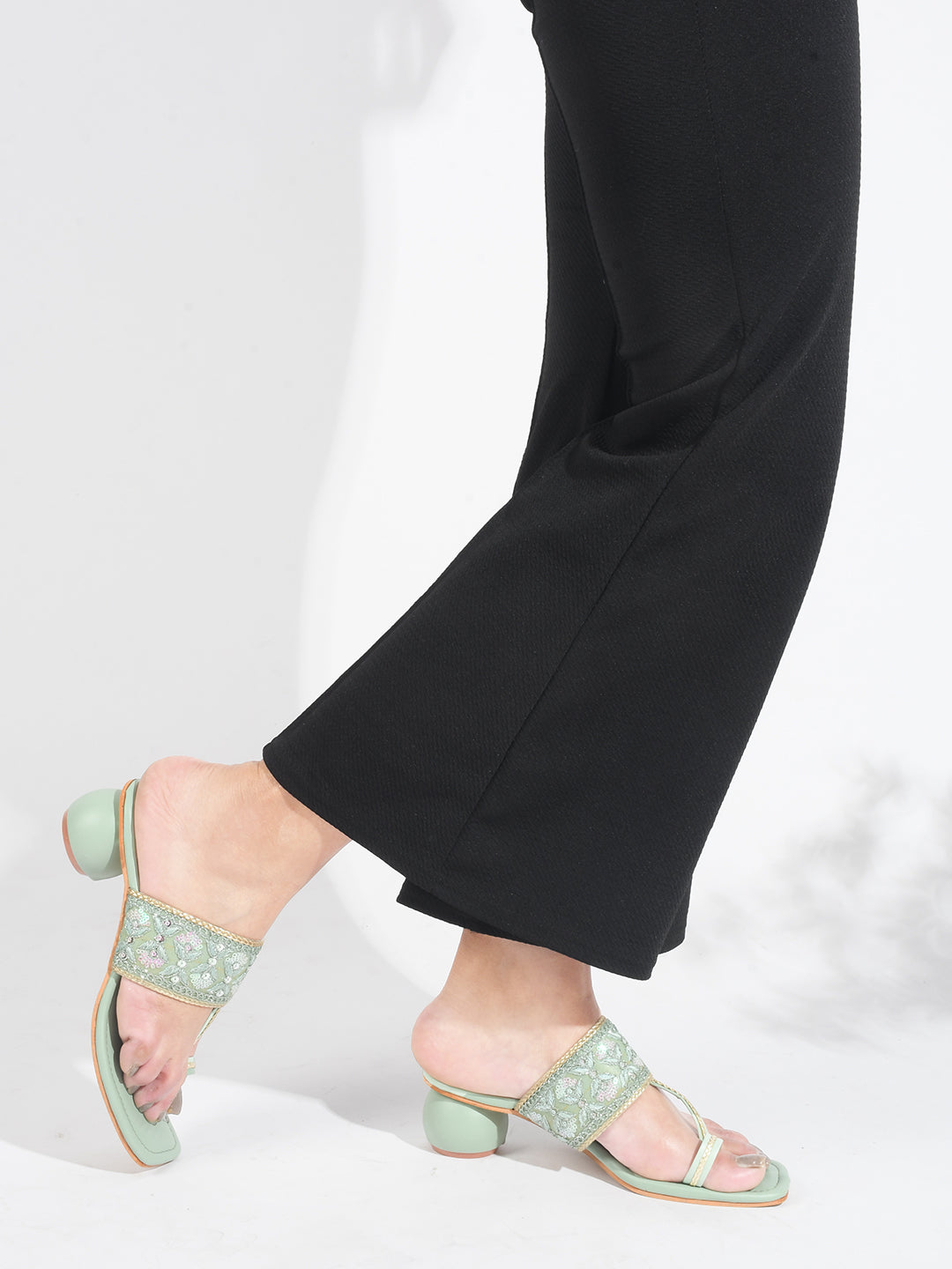 Jm Looks Women's Embellished Toe-Ring Heel Sandals Green