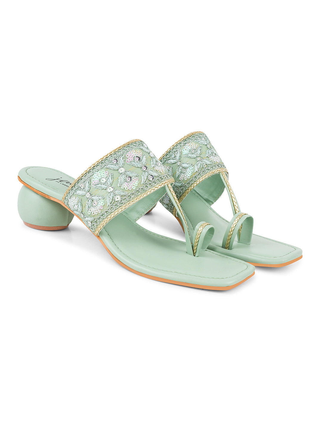 Jm Looks Women's Embellished Toe-Ring Heel Sandals Green
