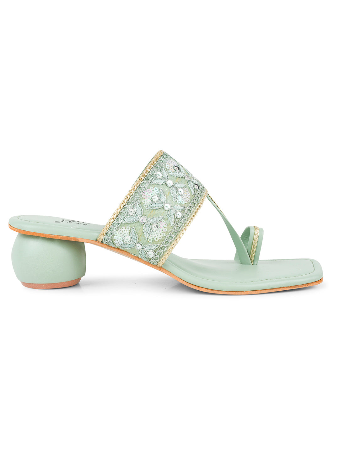 Jm Looks Women's Embellished Toe-Ring Heel Sandals Green