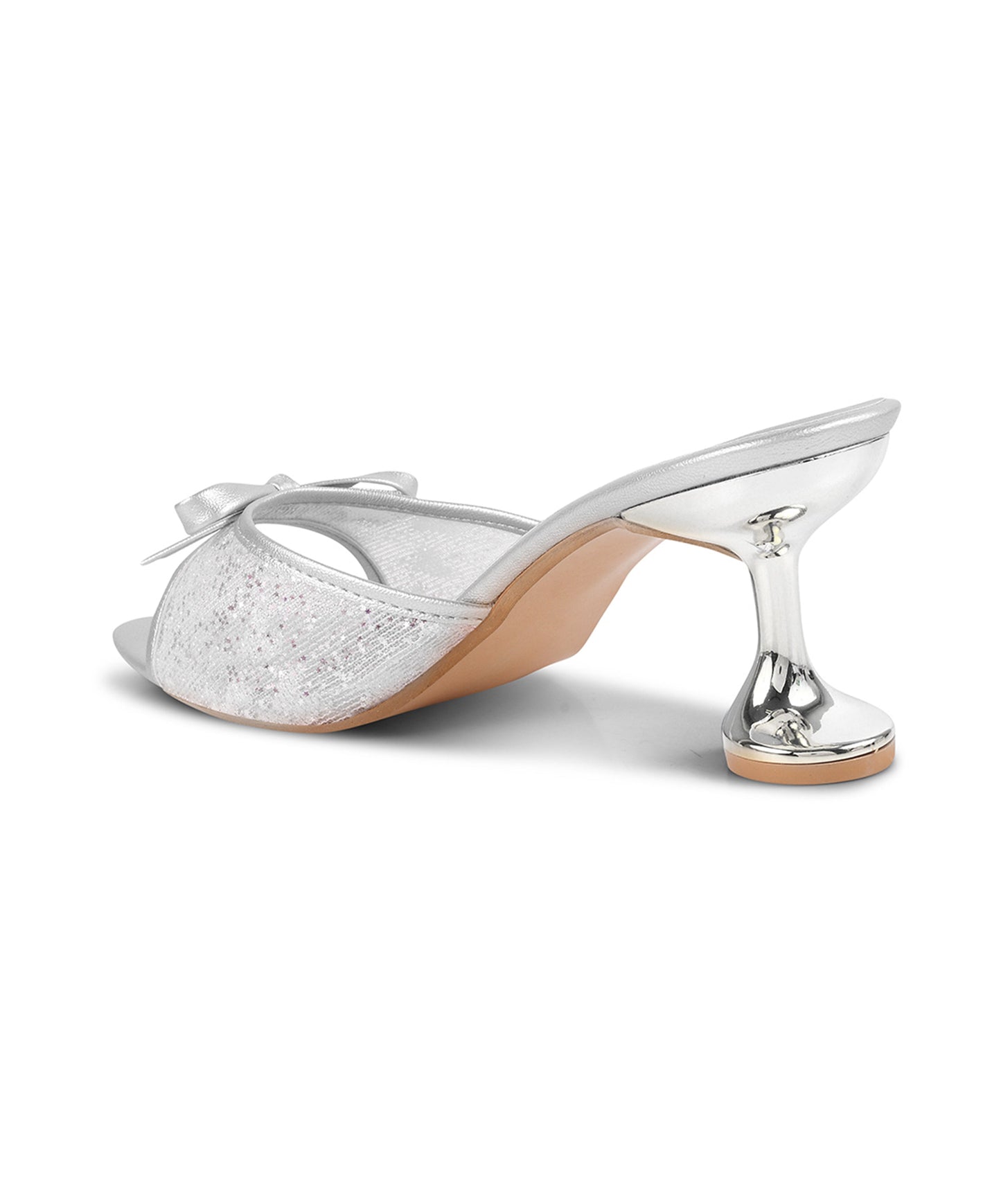 JM Looks Women's Sultan Gold Block Heel Sandals | Glossy Ankle Strap Party Heels Silver