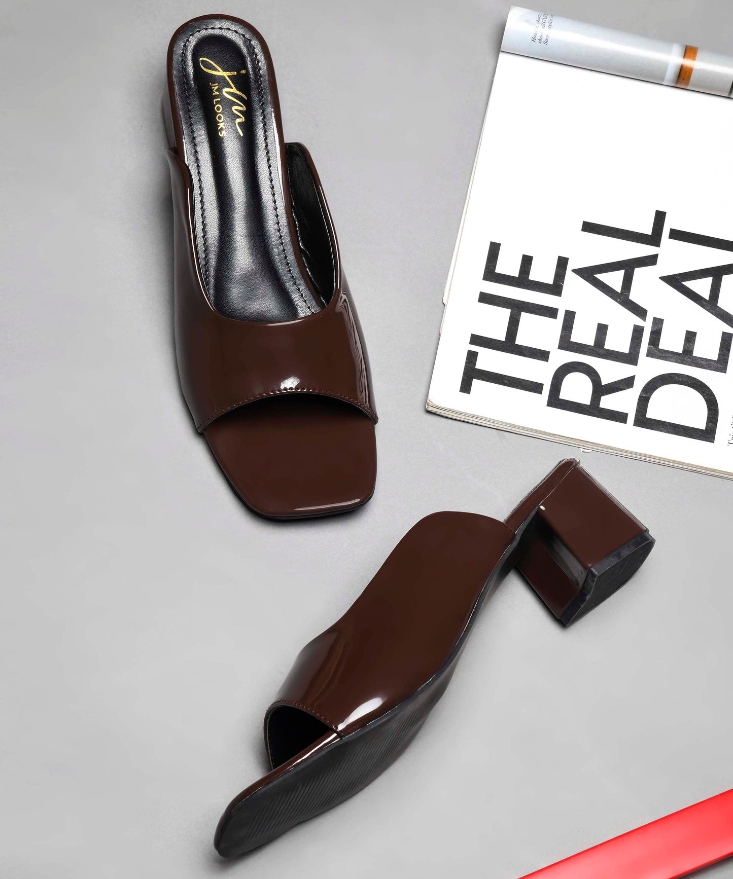 Black Stiletto Heel Sandals for Women | JM Looks Brown