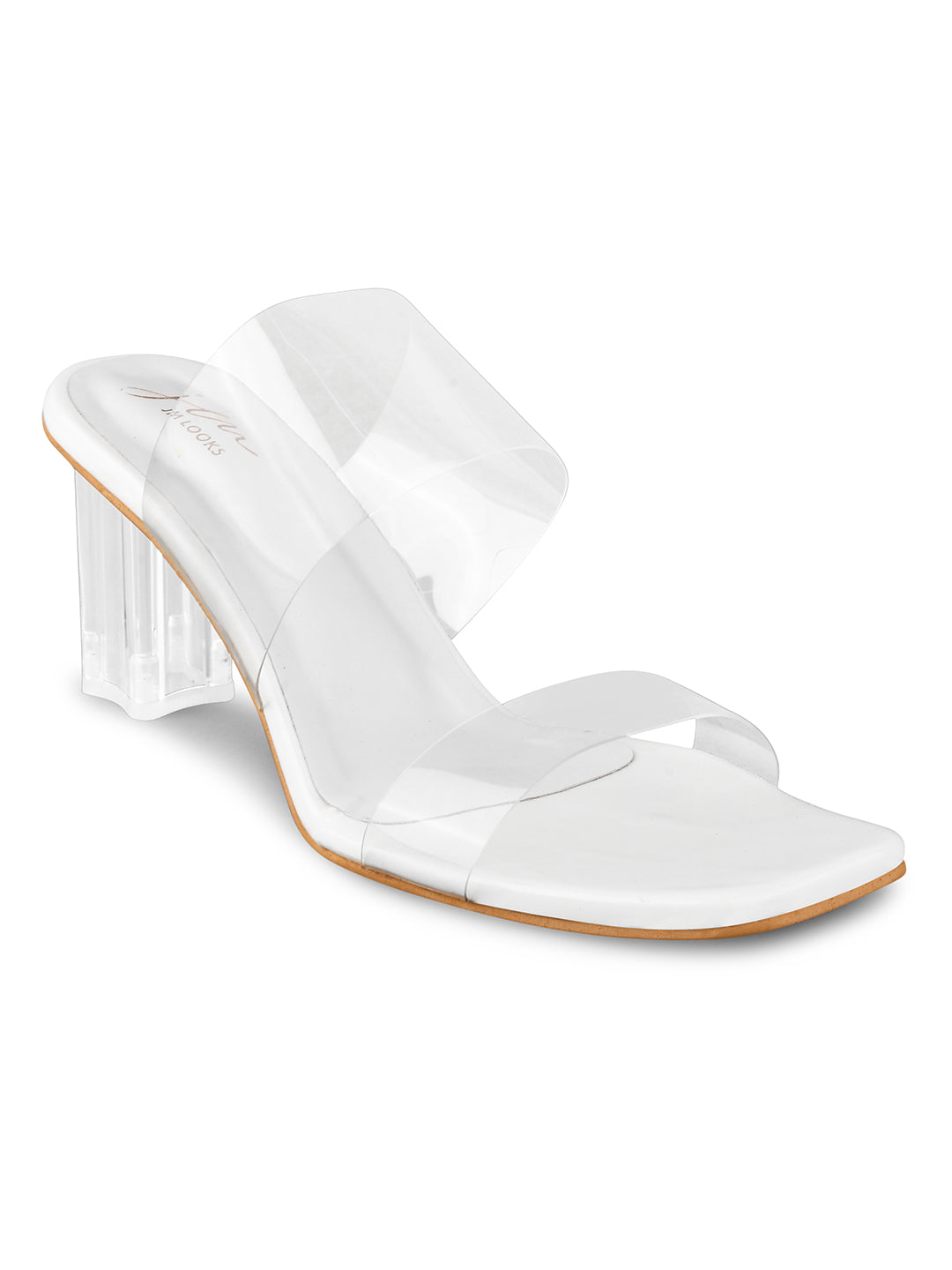 Transparent Strap Vinyl Heels Sandals for Women & Girls at Best Price White