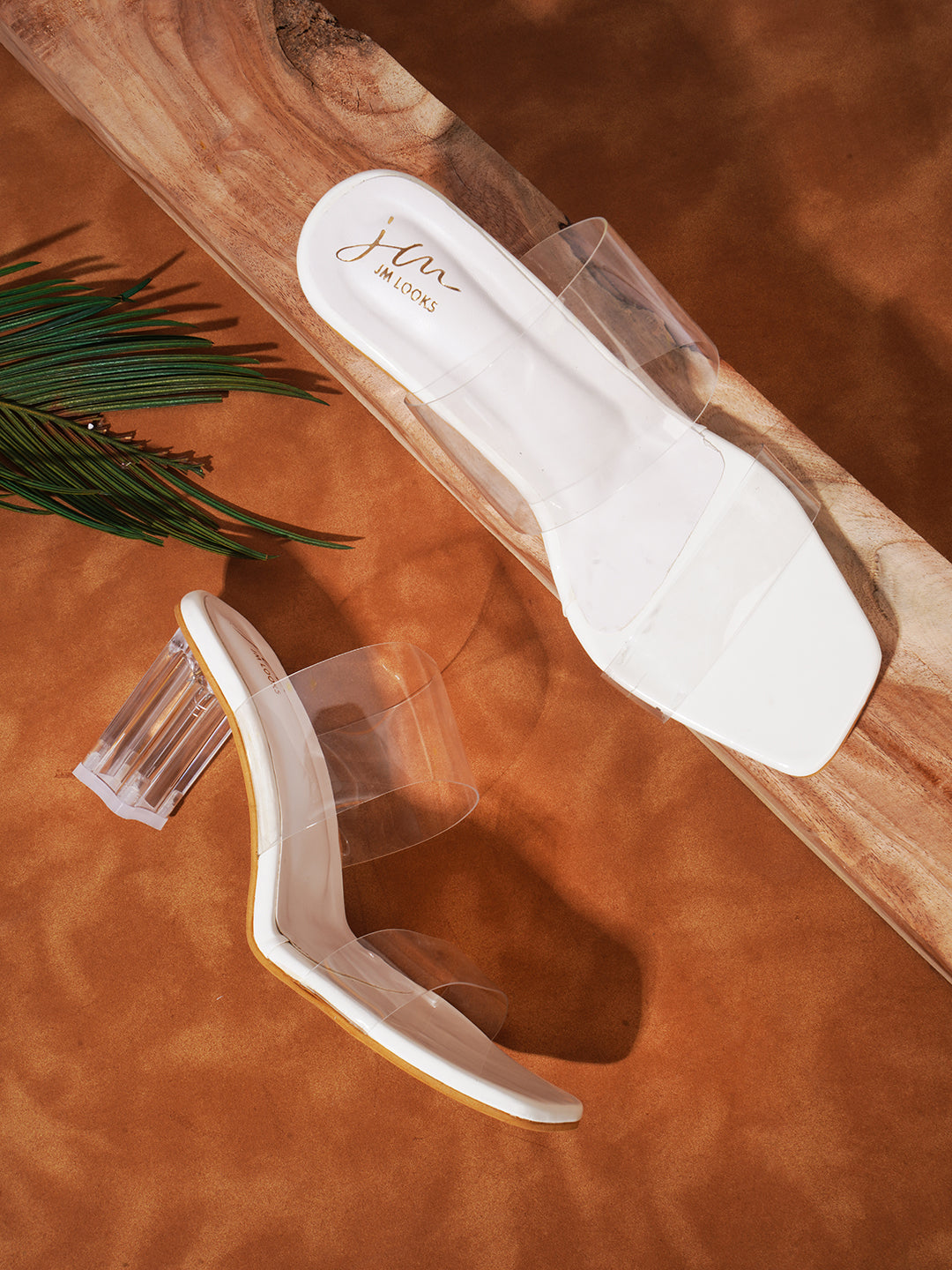 Transparent Strap Vinyl Heels Sandals for Women & Girls at Best Price White