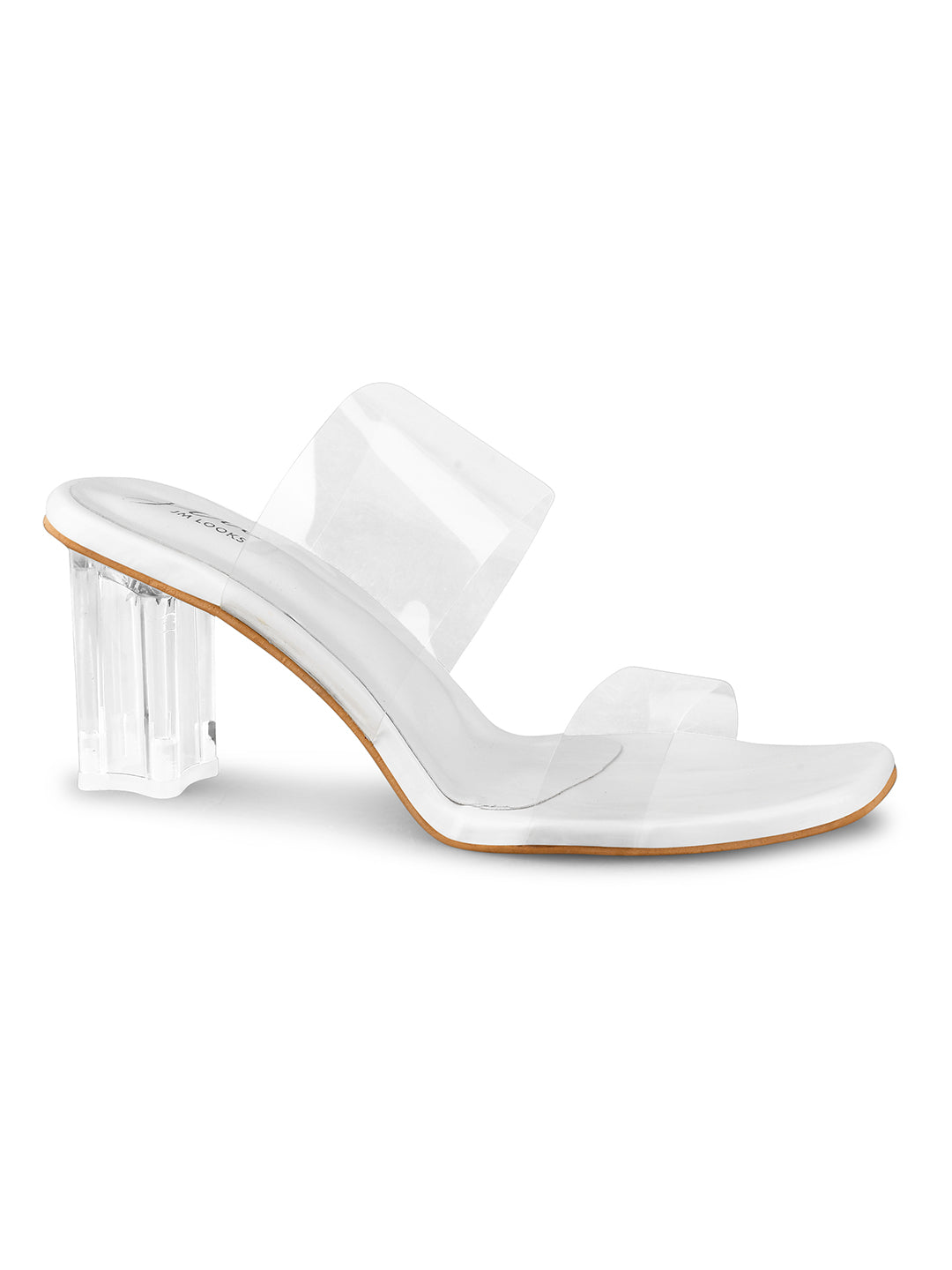 Transparent Strap Vinyl Heels Sandals for Women & Girls at Best Price White