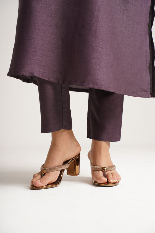 Jm Looks embellished thong block heel sandals with traditional attire
 Brown