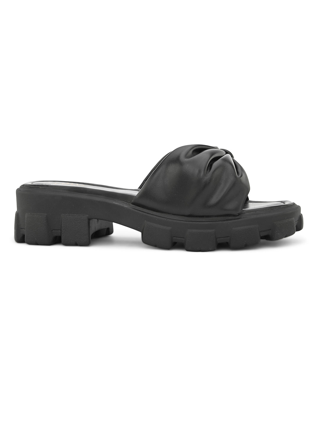 JM LOOKS | Knotted Strap Stylish Slippers for Women & Girls Black