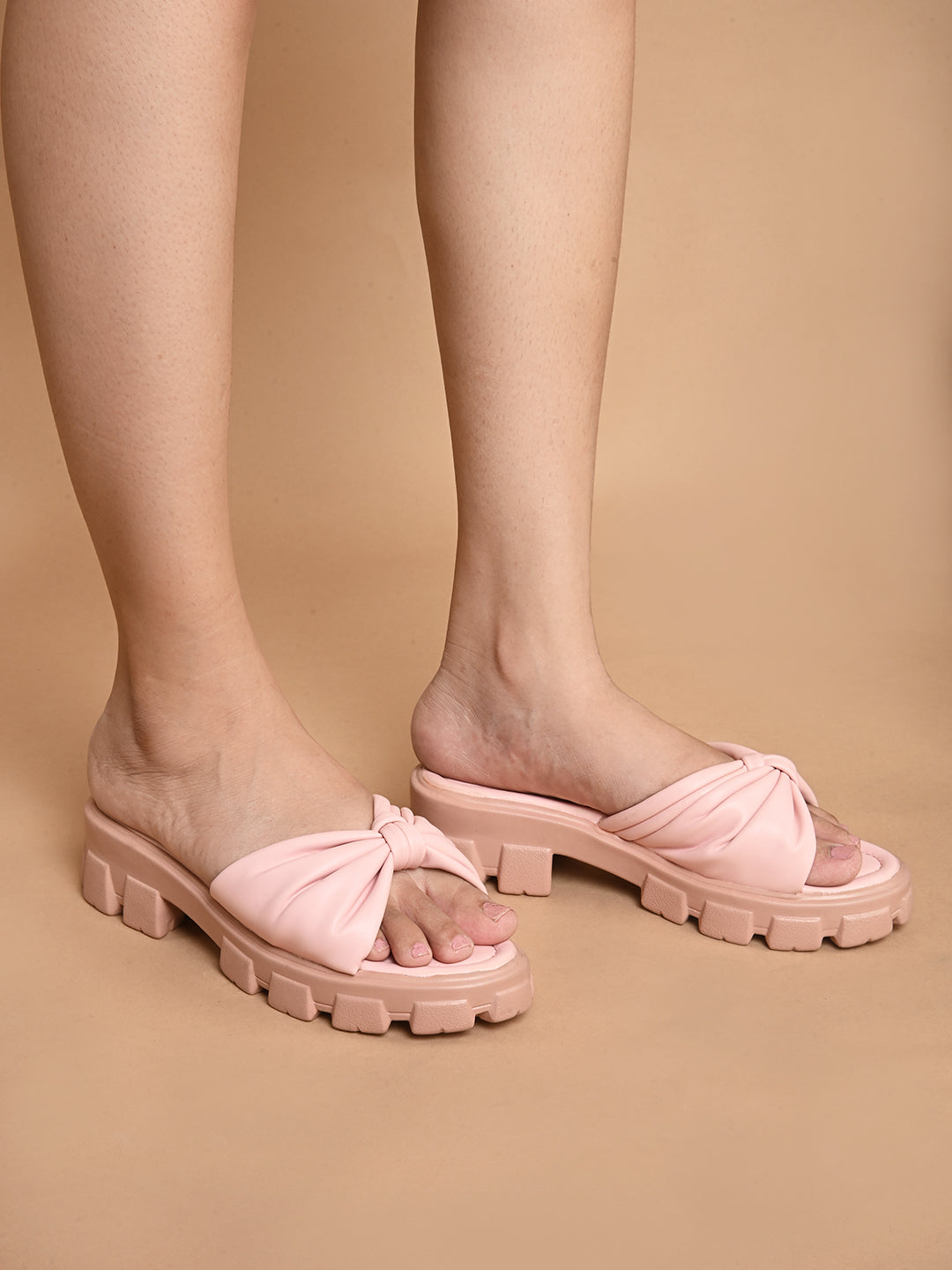 JM LOOKS | Knotted Strap Stylish Slippers for Women & Girls Pink