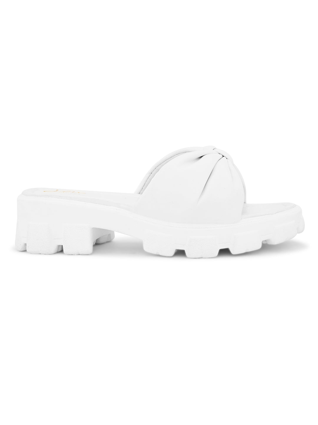 JM LOOKS | Knotted Strap Stylish Slippers for Women & Girls White