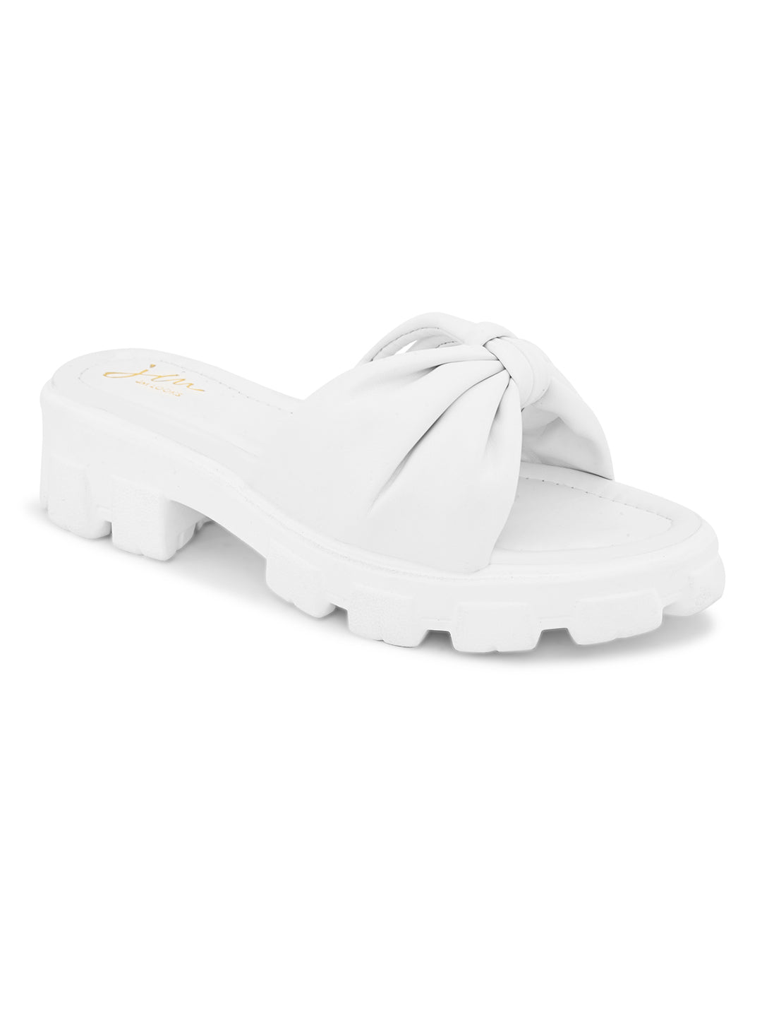 JM LOOKS | Knotted Strap Stylish Slippers for Women & Girls White