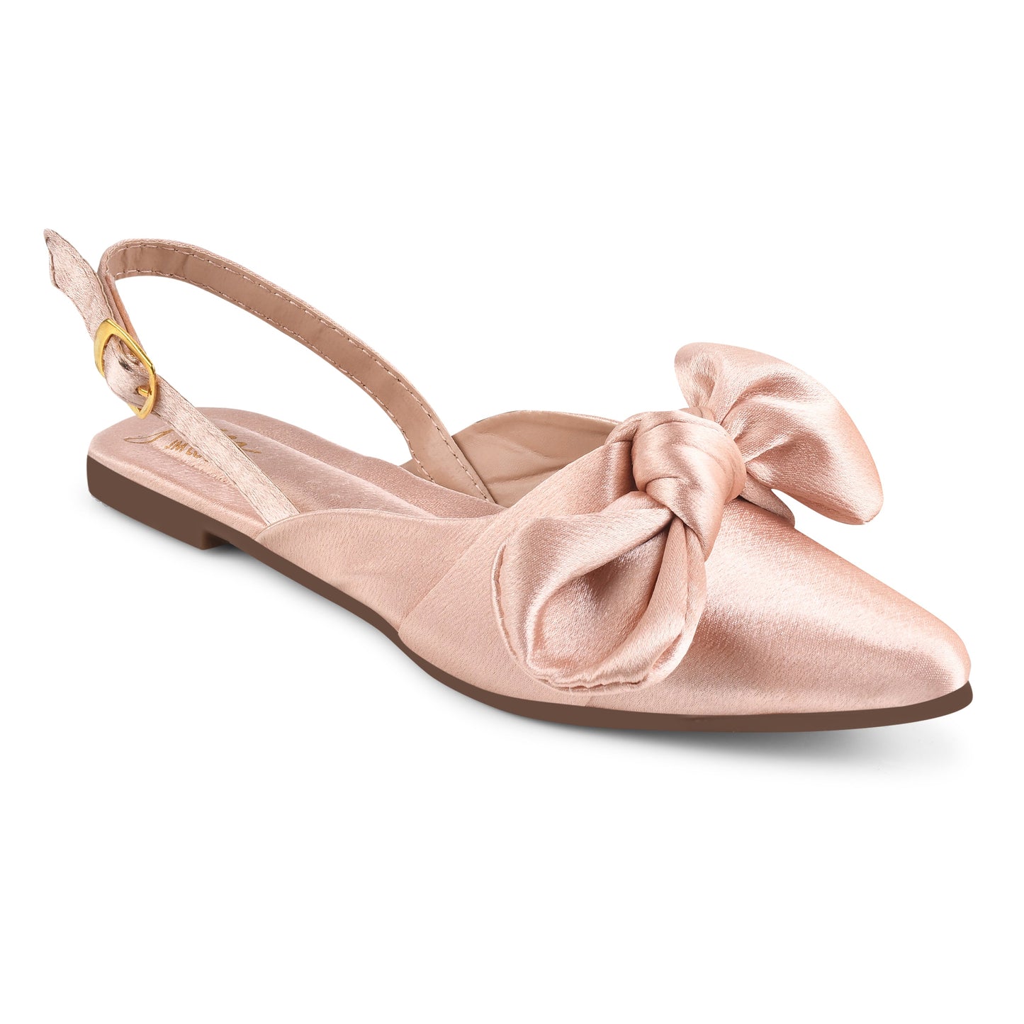 Women’s pointed-toe slingback flats with oversized bow Pink
