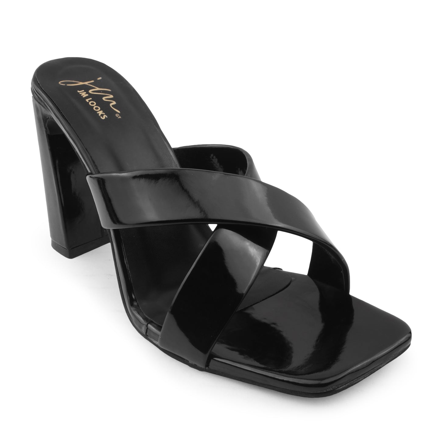 Criss-Cross Block Heeled Sandals for Women & Girls at JM LOOKS Black