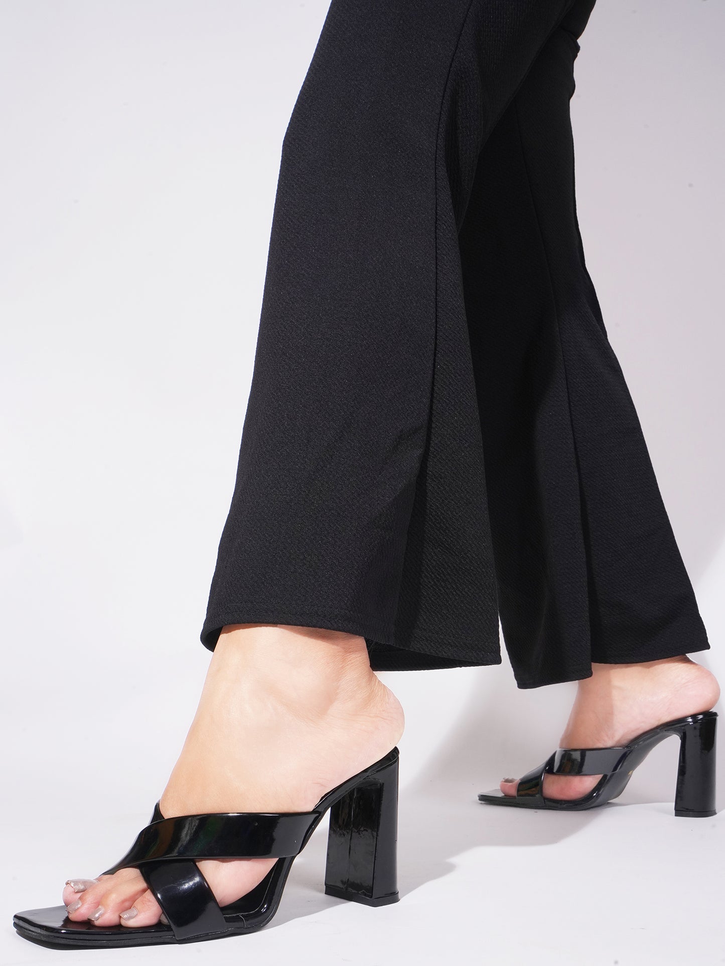 Criss-Cross Block Heeled Sandals for Women & Girls at JM LOOKS Black