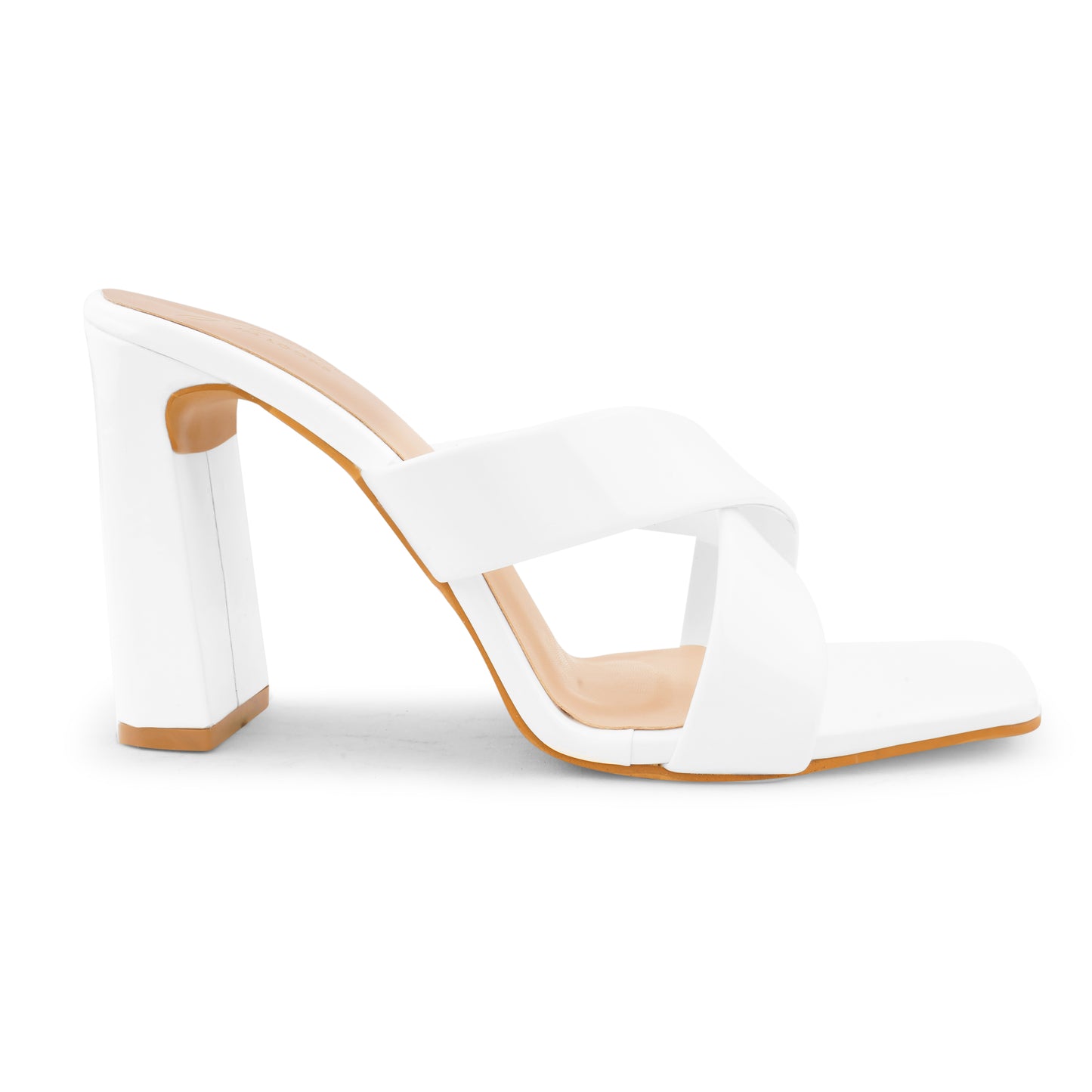Criss-Cross Block Heeled Sandals for Women & Girls at JM LOOKS White