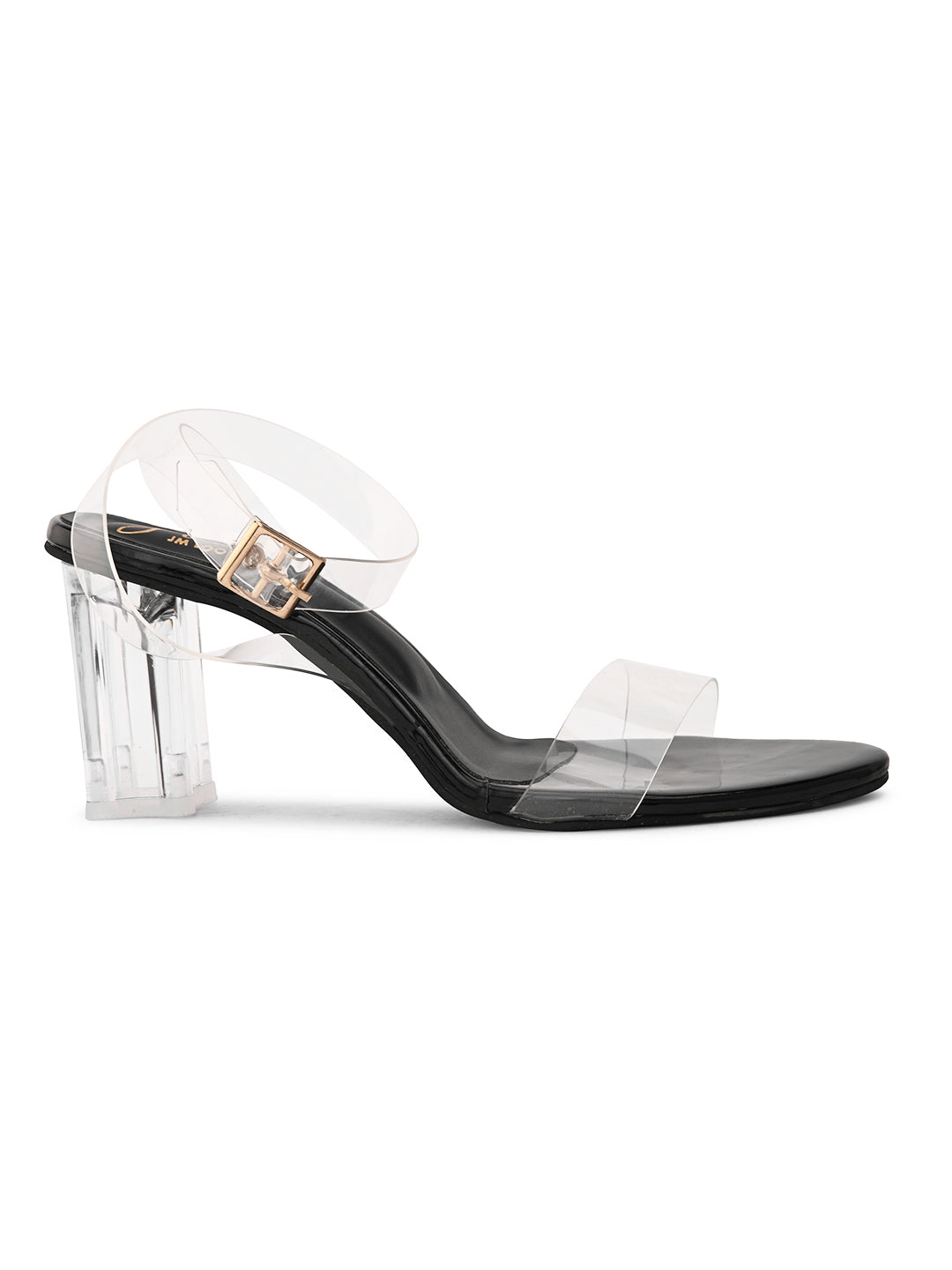 Shop Now Chunky Heeled Sandals | Transparent Strap | Women & Girls Black