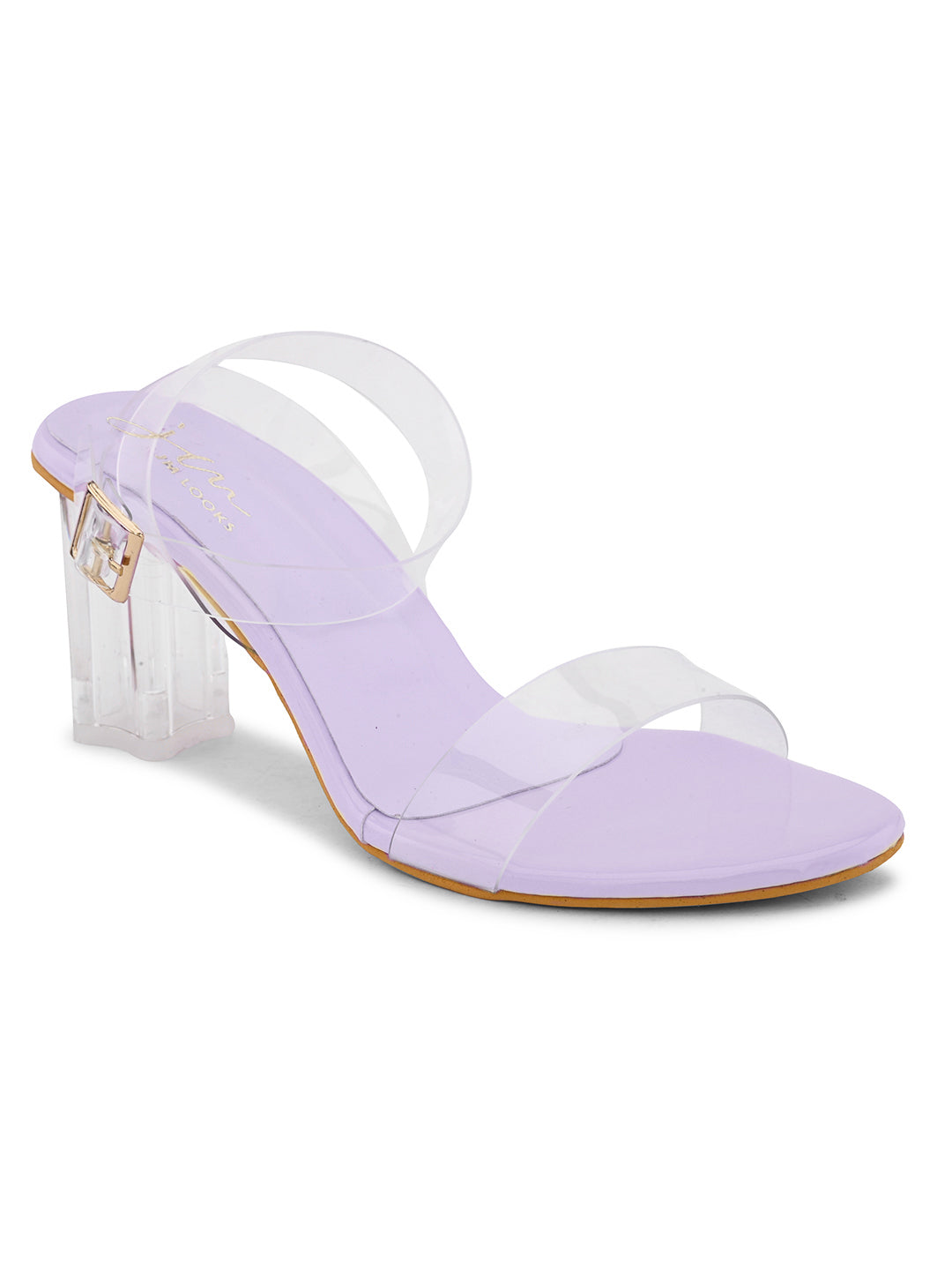 Shop Now Chunky Heeled Sandals | Transparent Strap | Women & Girls Lavender