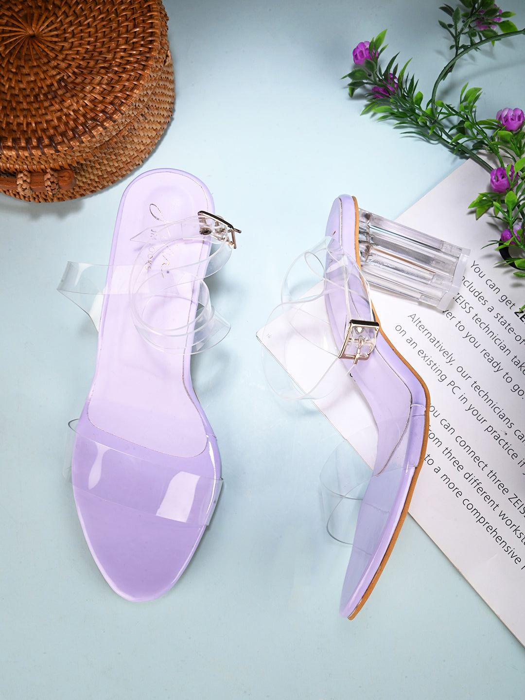 Shop Now Chunky Heeled Sandals | Transparent Strap | Women & Girls Lavender