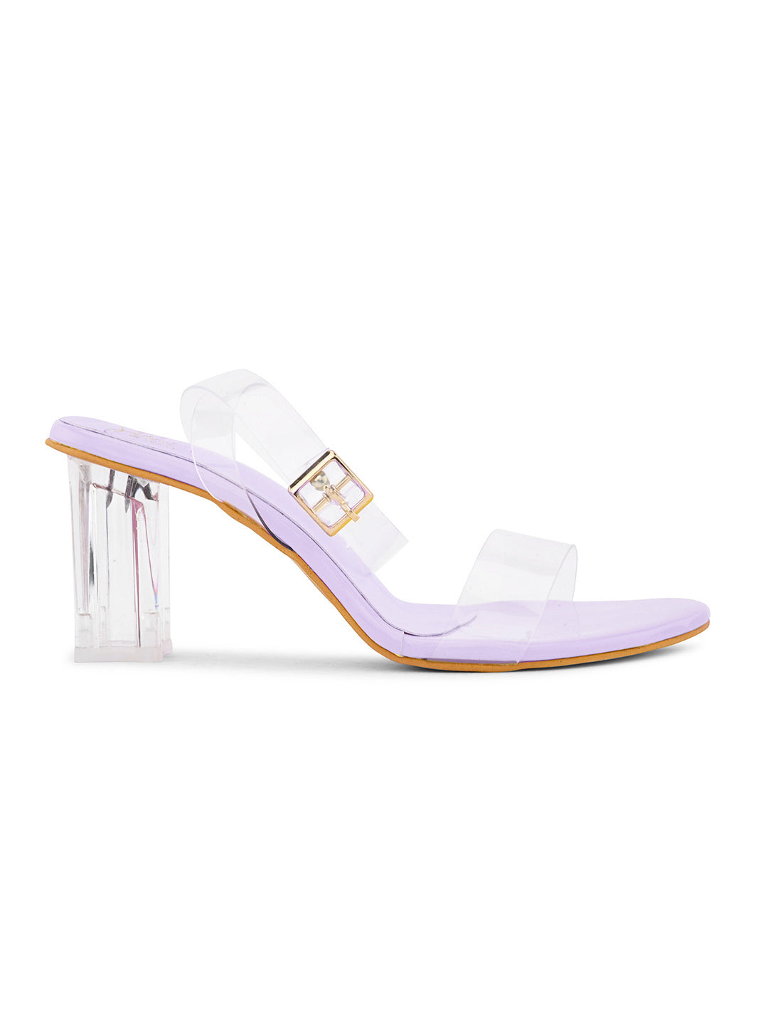 Shop Now Chunky Heeled Sandals | Transparent Strap | Women & Girls Lavender