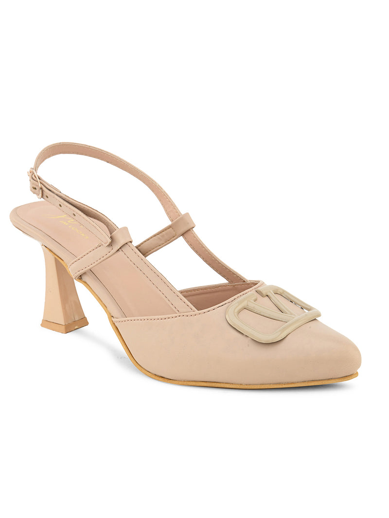 Typographic Applique Slingback Kitten Heels - 19