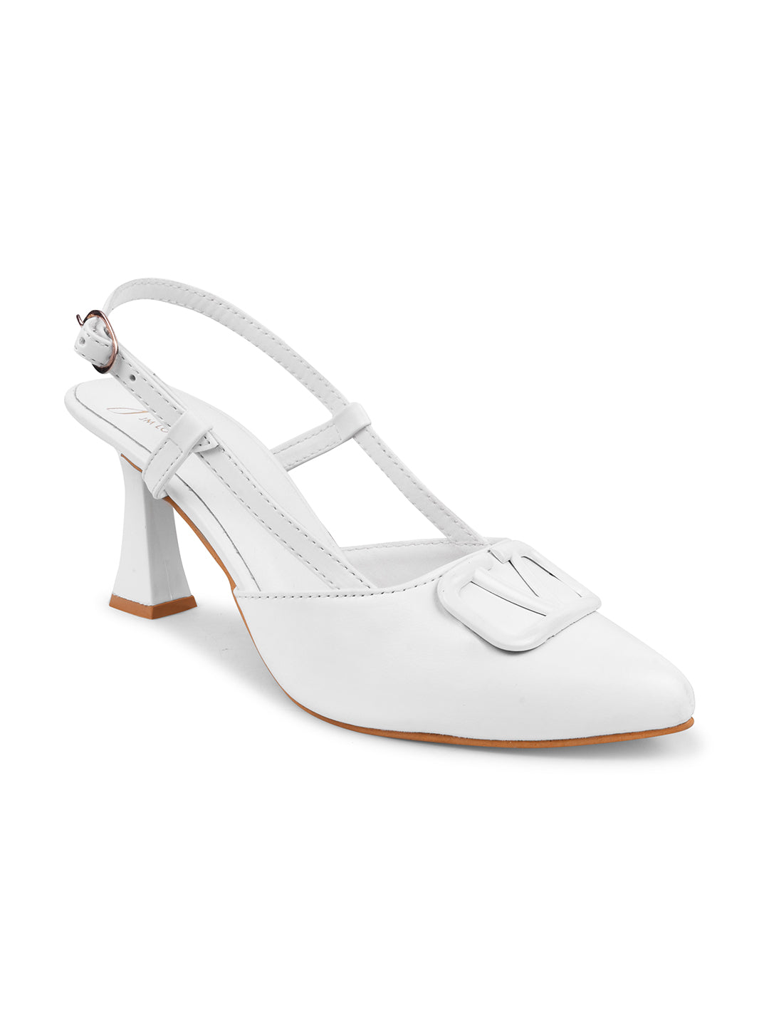 Typographic Applique Slingback Kitten Heels | Women's & Girls' Fashion White