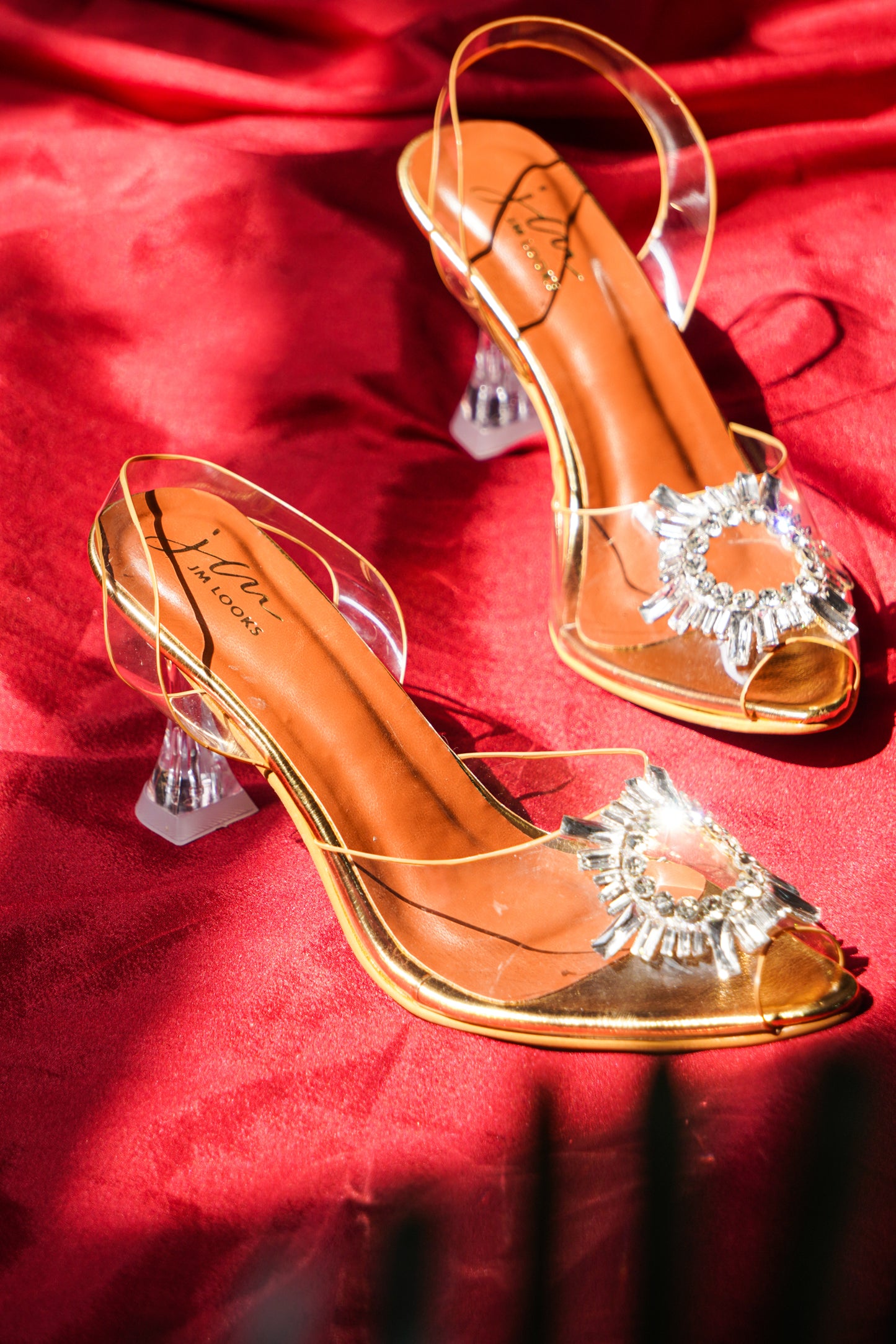 JM LOOKS Transparent Kitten Heels Sandals| Shop Now! Gold