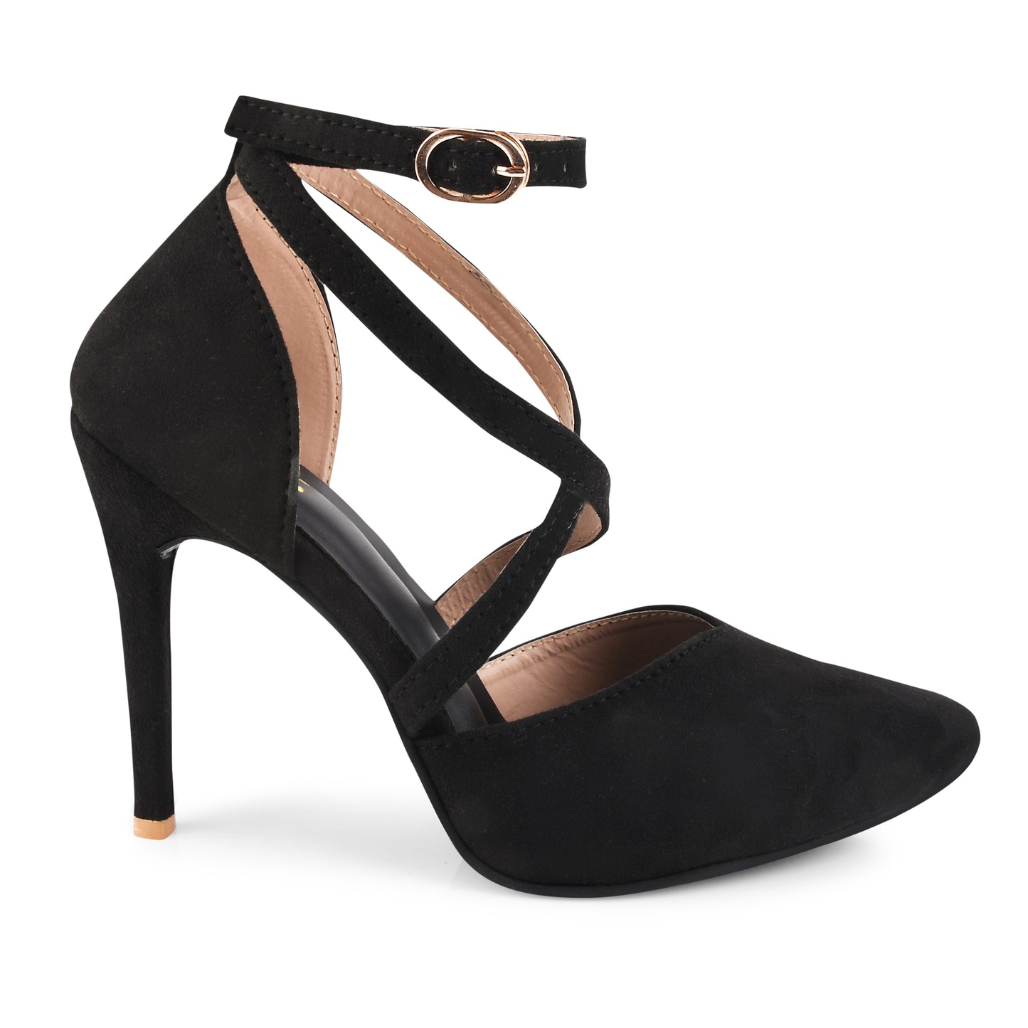 Buy Online Strappy Stilettoes: Buckle Closure for Women & Girls Black