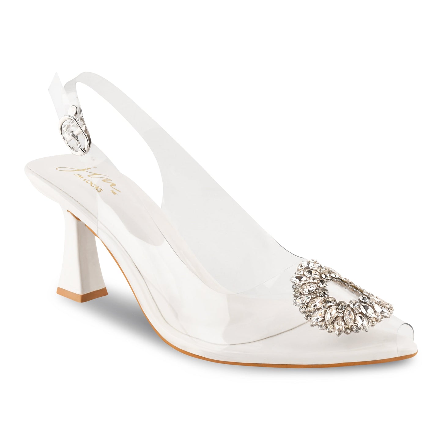 Transparent Heel Ankle Strap Sandals for Women & Girls at JM LOOKS White