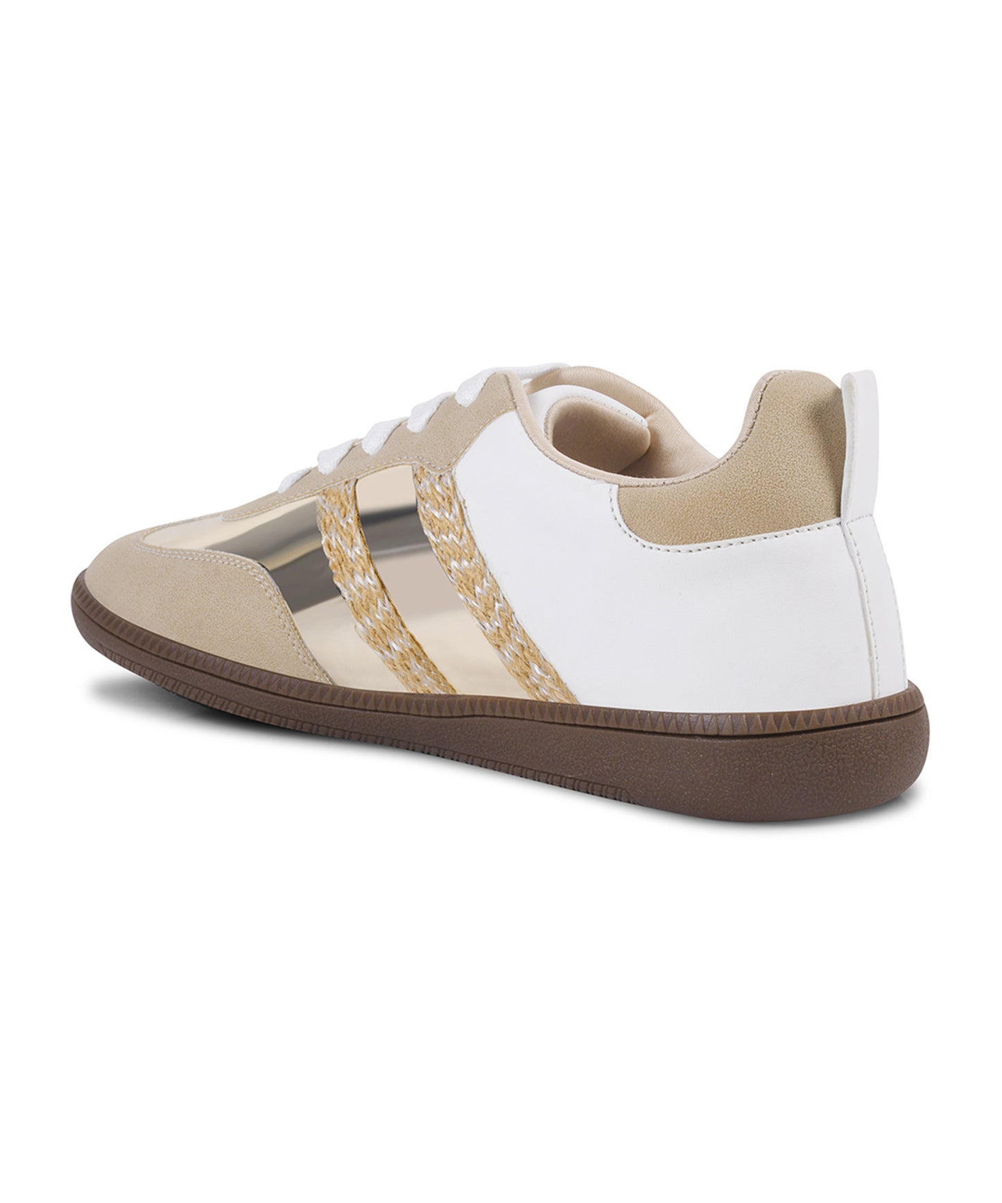 JM Looks Women's Beige Sneakers | Trendy Lace-Up Casual Shoes Beige