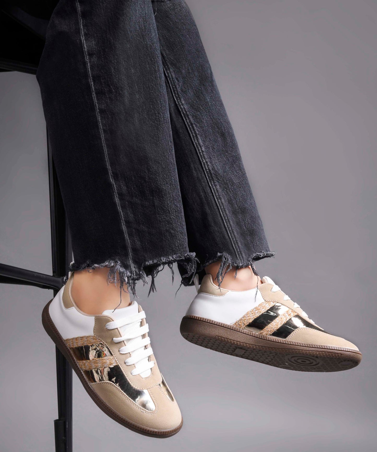 JM Looks Women's Beige Sneakers | Trendy Lace-Up Casual Shoes Beige