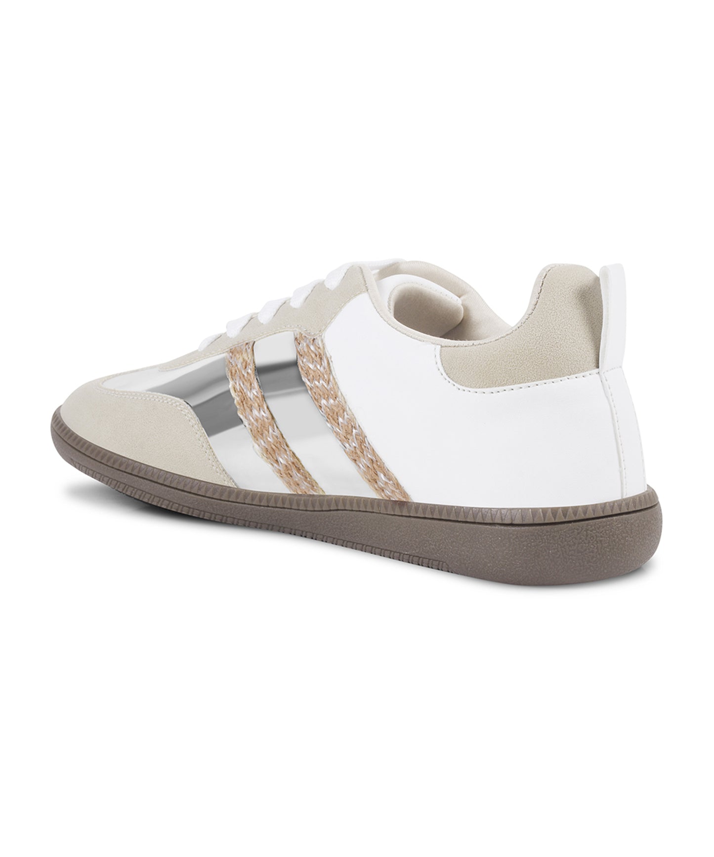 JM Looks Women's Beige Sneakers | Trendy Lace-Up Casual Shoes Cream