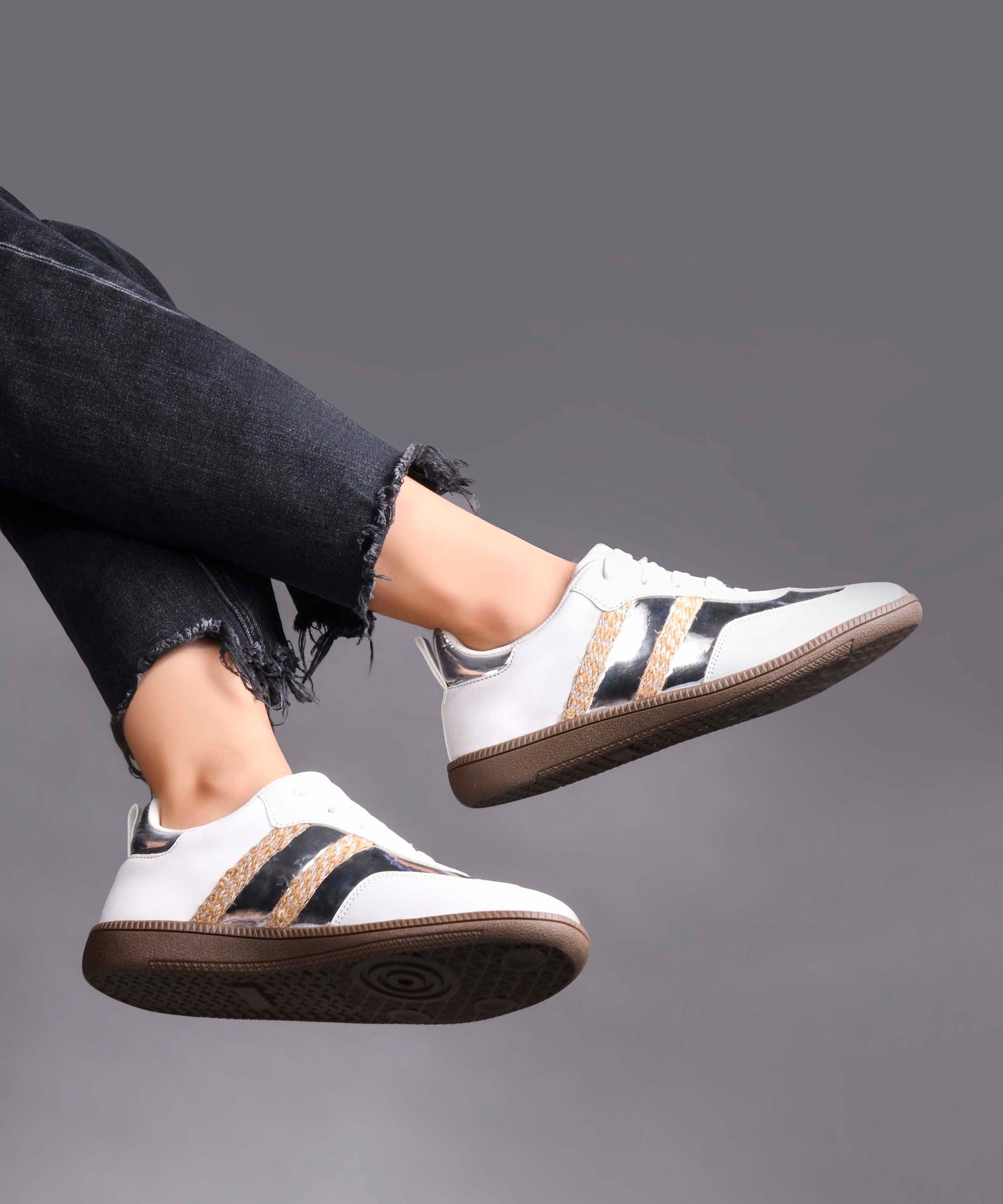 JM Looks Women's Beige Sneakers | Trendy Lace-Up Casual Shoes White