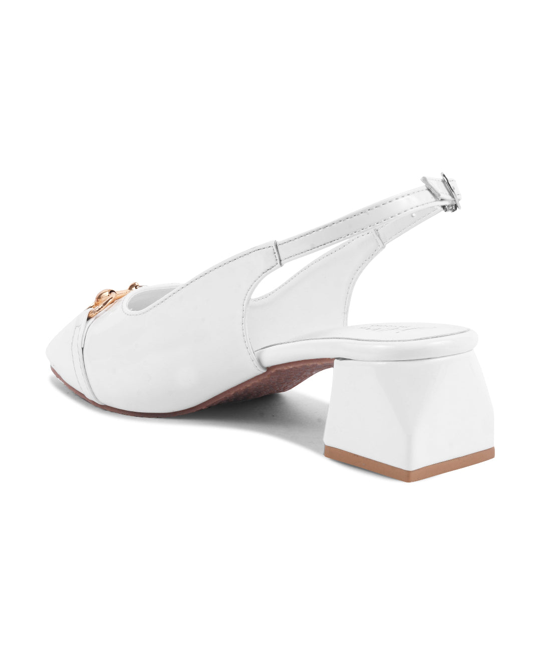 White square toe block heels with ankle strap