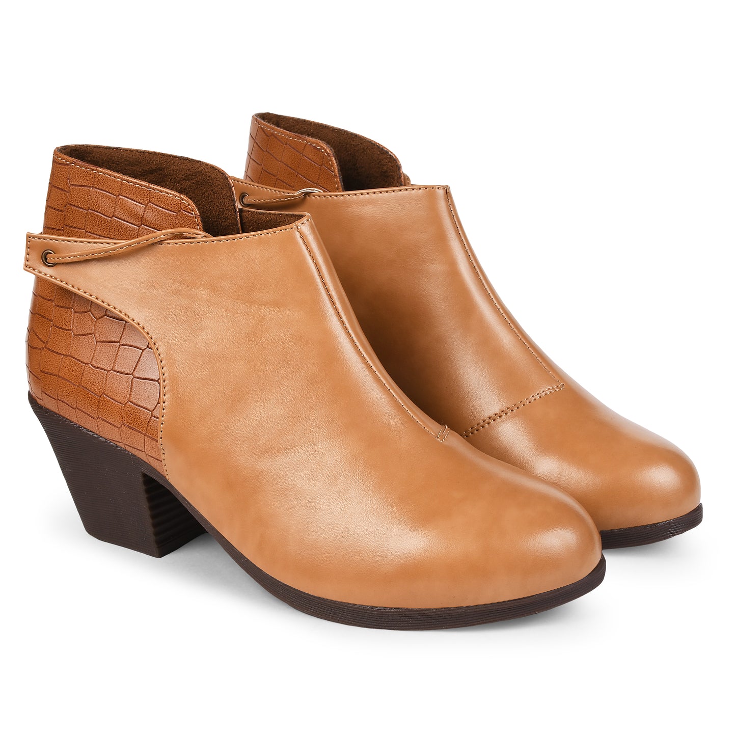 Jm Looks women's heeled ankle boots with a tie detail at the back
Beige