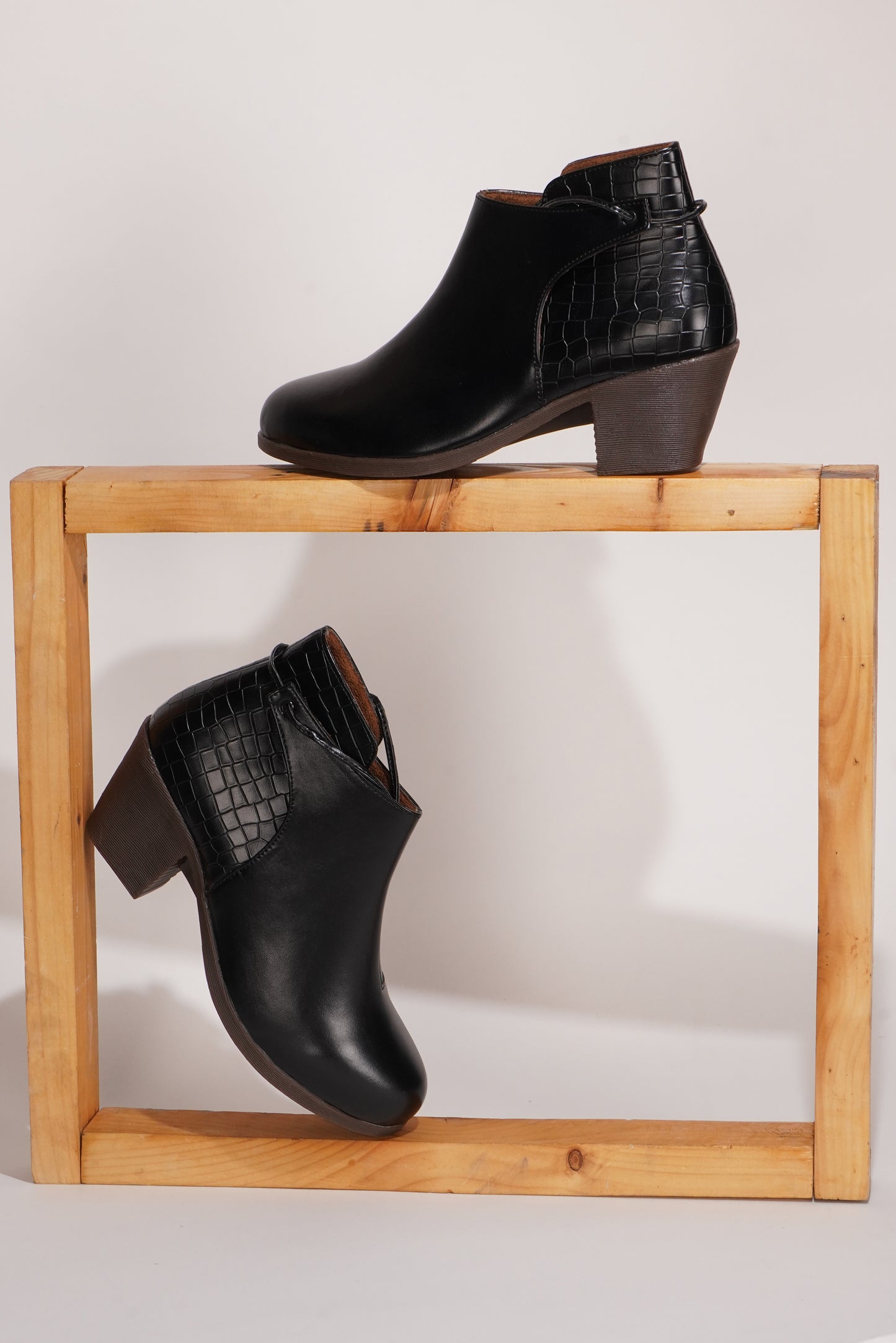 Jm Looks women's heeled ankle boots with a tie detail at the back
Black