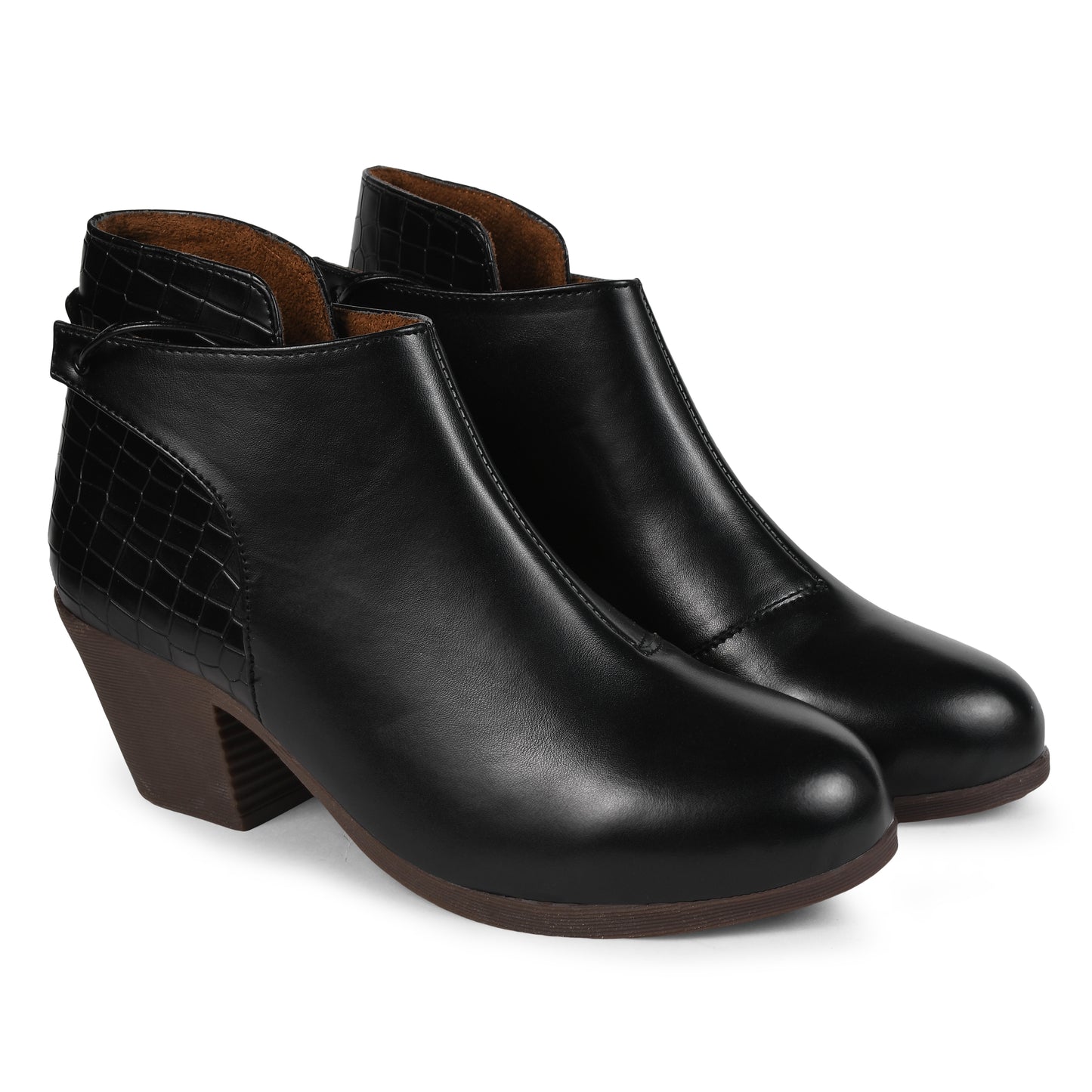 Jm Looks women's heeled ankle boots with a tie detail at the back
Black