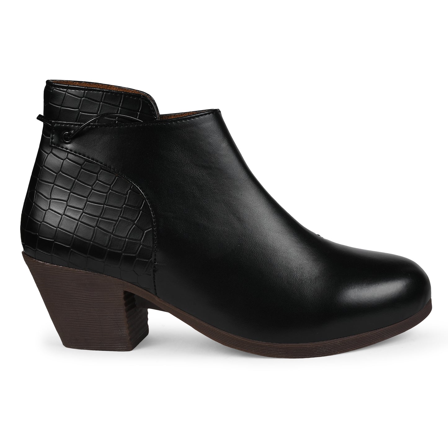 Jm Looks women's heeled ankle boots with a tie detail at the back
Black